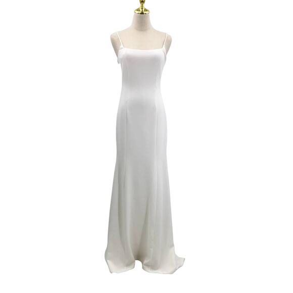 LULU'S SZ L Blessed Romance White Sleeveless Button Back Mermaid Maxi Dress B148 - Picture 2 of 10